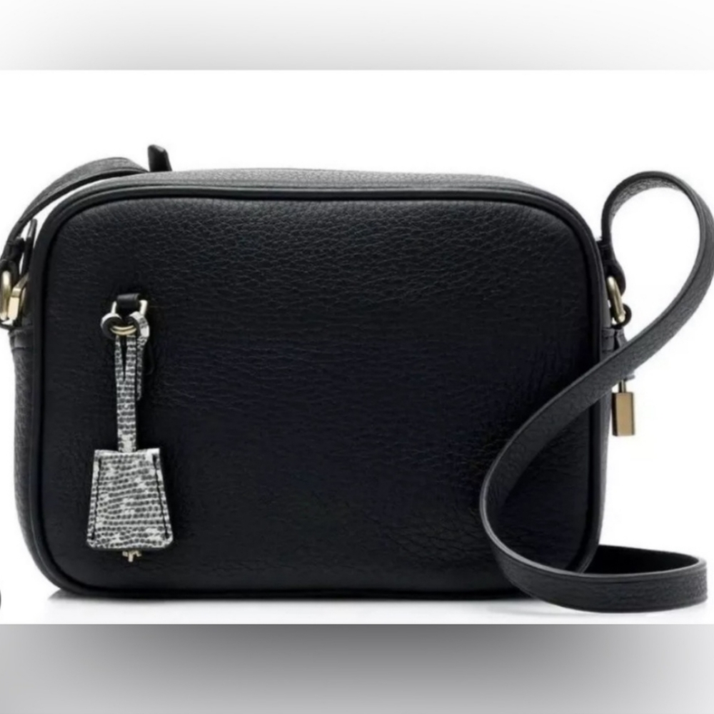 J. Crew Signet bag in Italian Black Leather Crossbody Bag